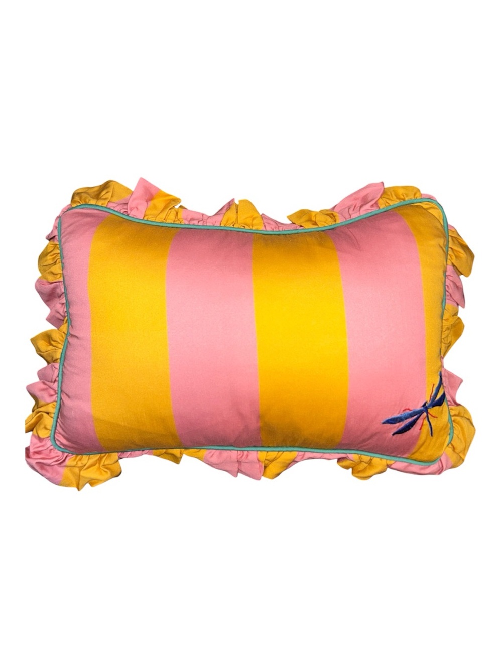 Pernille Rosenkilde for Anthropologie Striped Cushion Dragonfly Pink Yellow
